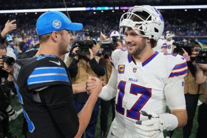 Detroit's Jared Goff, left, and Buffalo's Josh Allen, right, were named the starting quart