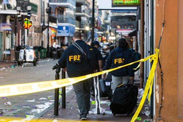 FBI investigators scour the New Orleans scene of a mass casualty attack by a man in a Ford