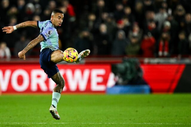 In form: Arsenal striker Gabriel Jesus scored his sixth goal in four games during a 3-1 wi