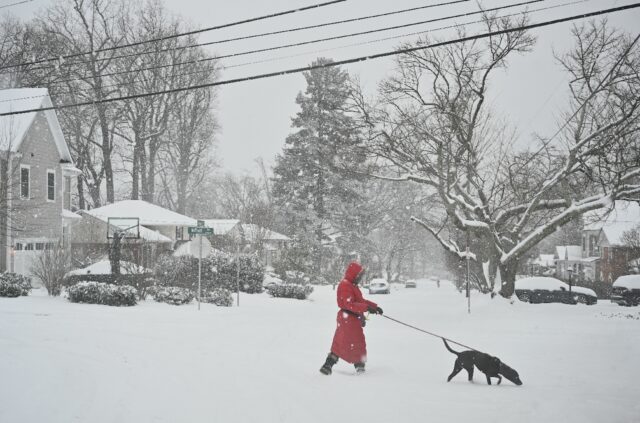 Several inches of snow blanketed areas around the US capital Washington, prompting school