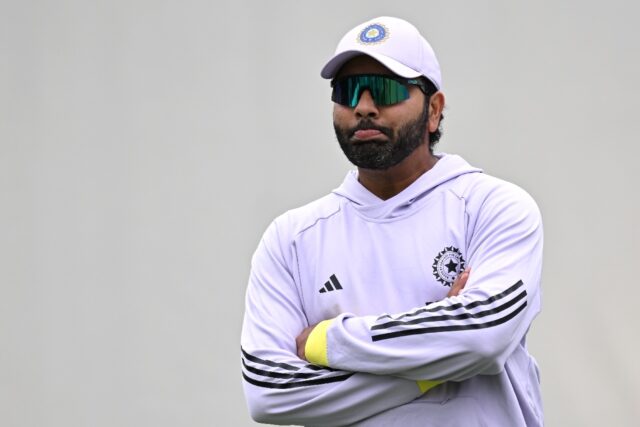 India's Rohit Sharma watches on during practice ahead of the fifth Test