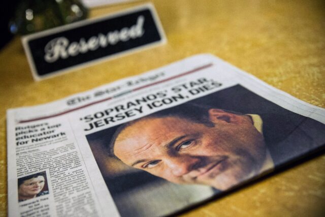 The newspaper, unfolded by mob boss Tony Soprano in the iconic New Jersey mafia series, wo