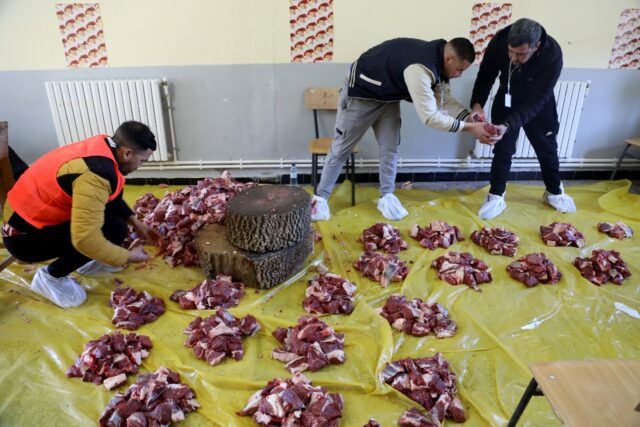 As part of Tamechrit, men from the village collect donations to purchase cattle whose meat