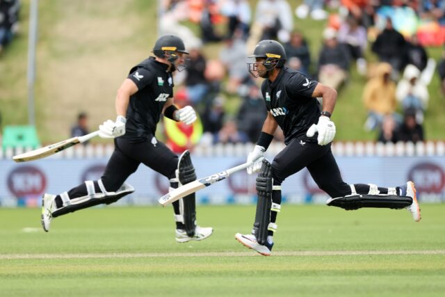 Rachin Ravindra (right) put on a 93-run opening stand with Will Young, who finished 90 not