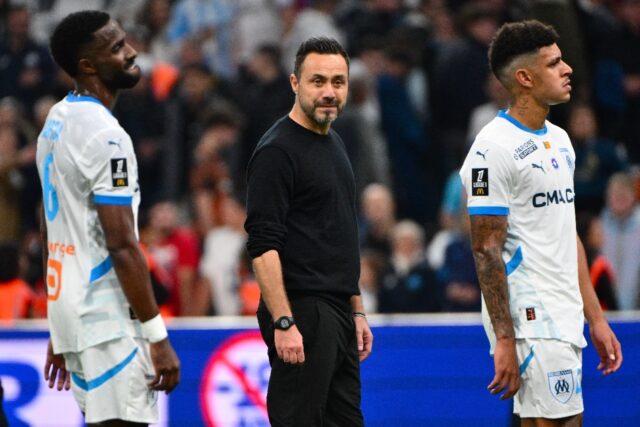 Roberto De Zerbi (C) moved to France to take charge of Marseille ahead of this season