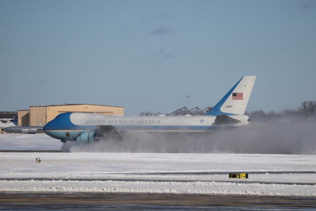 Special Air Mission 39, carrying former US president Jimmy Carter's body and family, lands