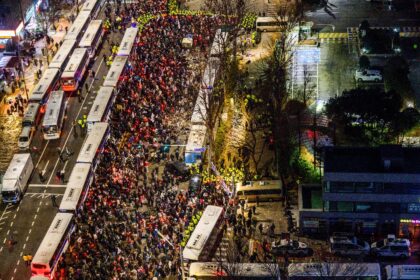 Supporters of South Korean President Yoon Suk Yeol gathered outside the court in the capit