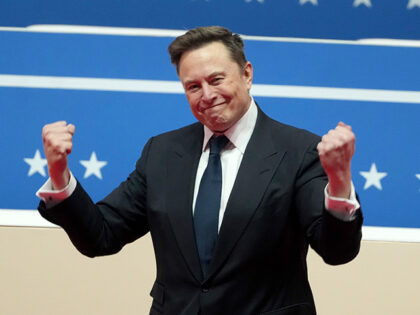 Elon Musk arrives to speak at an indoor Presidential Inauguration parade event in Washingt