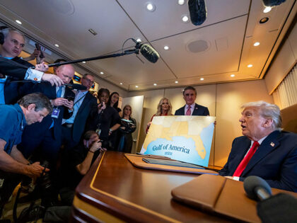 President Donald Trump, from right, speaks to reporters accompanied by Interior Secretary