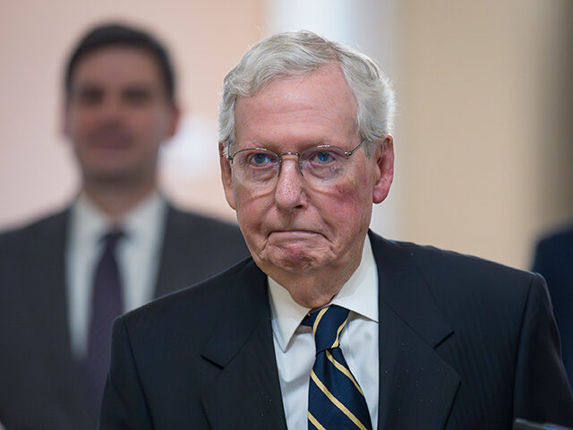 Senate Minority Leader Mitch McConnell, R-Ky., walks to the chamber as Congress returns fo