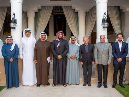 In this photo provided by the Saudi Ministry of Media, Arab leaders from left to right, Ba