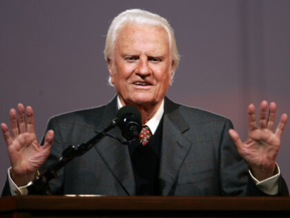 Billy Graham speaks during his Crusade at Flushing Meadows Corona Park June 24, 2005 in th