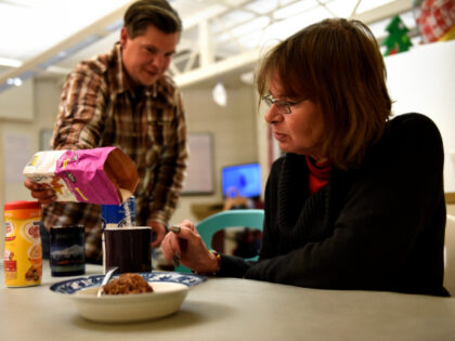 Charles and his wife Danielle Michalsky having their evening coffee at The Delores Project