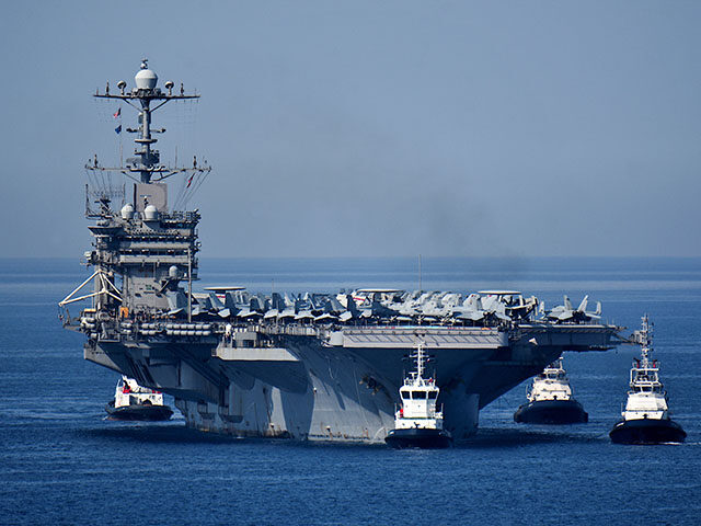 The USS Harry S. Truman aircraft carrier arrives at the French Mediterranean port of Marse