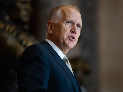 Sen. Thom Tillis, R-N.C., speaks during the unveiling ceremony for the statue of Rev. Bill