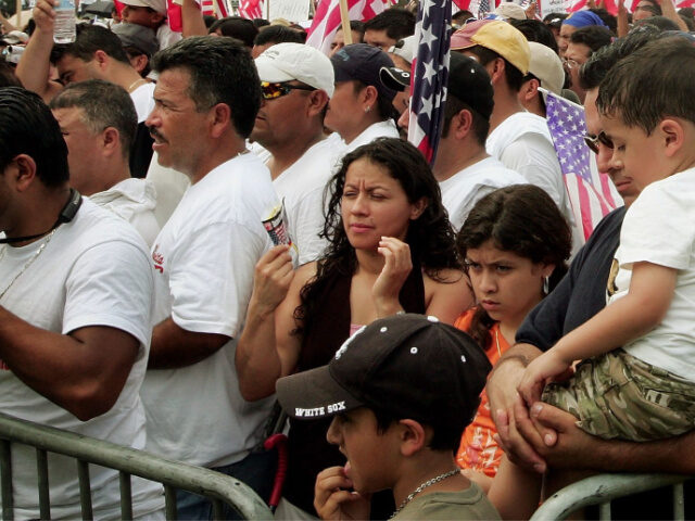 Immigrant rights demonstrators gather in Grant Park for a rally following a march July 19,