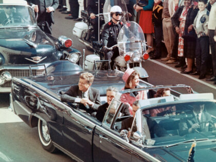 Kennedys Riding in Dallas Motorcade US President John F Kennedy, First Lady Jacqueline Ken