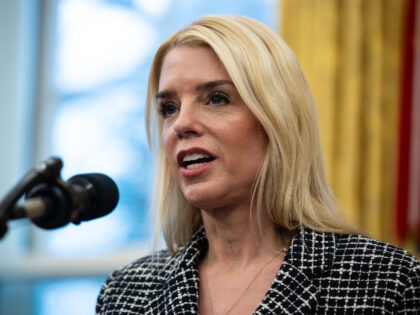 Pam Bondi, US attorney general, speaks after a swearing-in ceremony in the Oval Office of