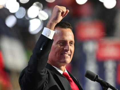 Former Acting Director of National Intelligence Ric Grenell speaks on stage on the third d