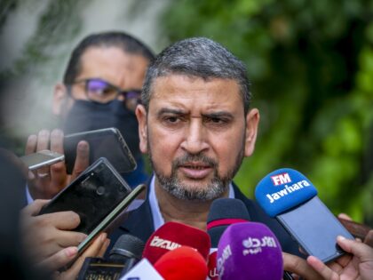 TUNIS, TUNISIA - MAY 31: Sami Abu Zuhri, senior spokesman of Hamas holds a press conferenc