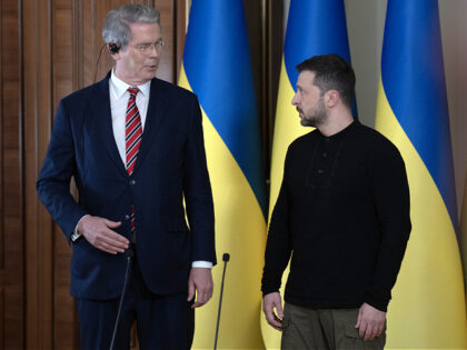 Scott Bessent, US Treasury secretary, left, and Volodymyr Zelenskiy, Ukraine's president,