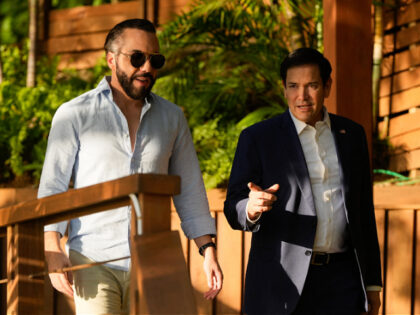 US Secretary of State Marco Rubio (R) meets with El Salvador's President Nayib Bukele at h