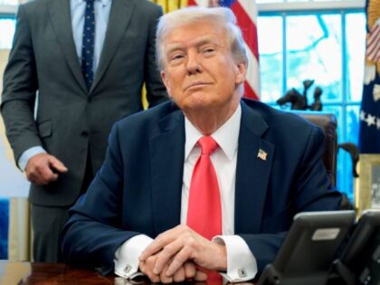 US President Donald Trump during an executive order signing in the Oval Office of the Whit