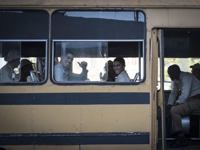 cuban soldiers, file HAVANA, CUBA - FEBRUARY 9: Cuban soldiers are seen in a bus in Havana, capital city of Cub
