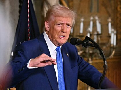 US President Donald Trump speaks during signing of executive orders at his Mar-a-Lago reso