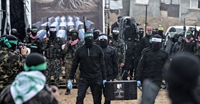 Hamas Terrorists Return Murdered Israeli Hostages in Black Coffins