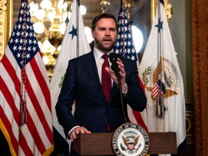 WASHINGTON, DC - JANUARY 23: U.S. Vice President J.D. Vance speaks during a swearing-in ce