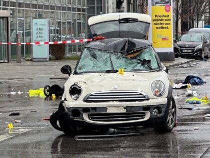 MUNICH, GERMANY - FEBRUARY 13: A view of the damaged car after a car plowed into a crowd i