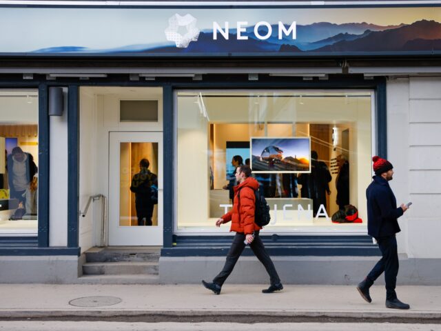 neom city A venue promoting Saudi Arabia's Neom megaproject at the World Economic Forum (WEF) in Dav