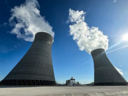 Cooling tower's four, left, and three are seen at the nuclear reactor facility at the