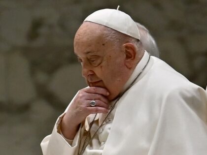 Pope Francis attends the weekly general audience on February 12, 2025 at Paul-VI hall in T