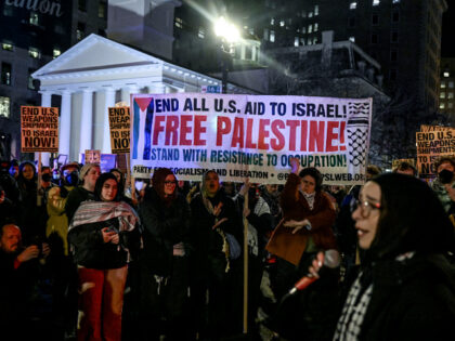 WASHINGTON D.C., UNITED STATES - FEBRUARY 04: People protest the visit of Israeli Prime Mi