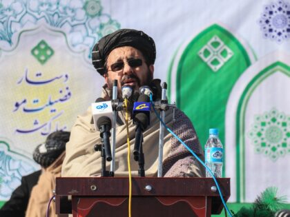 Mohammad Nabi Omari, Afghanistan's deputy interior minister, speaks during a graduation ce