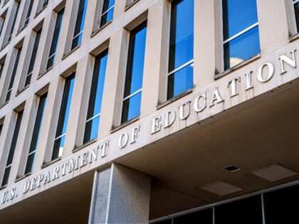 WASHINGTON, DC - JANUARY 29: Lettering marks the entrance of the U.S. Department of Educat