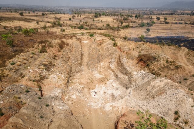 An open-cast lithium mining site in central Nigeria