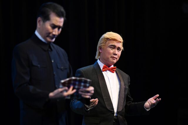 The attempted assassination of Donald Trump has been recreated as part of an absurdist pla