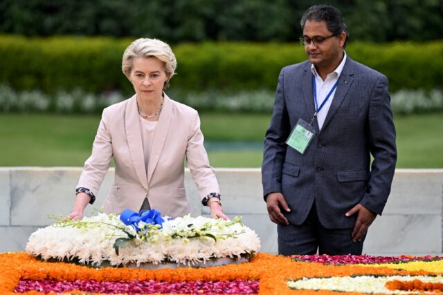 The EU's top team visits India aiming to broaden diplomatic ties and hedge against souring