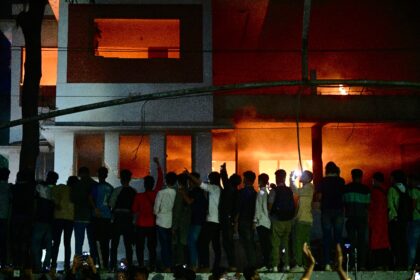 Flames engulf a museum honouring Sheikh Mujibur Rahman, father of the former prime ministe