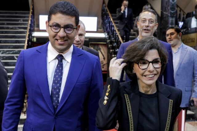 French Culture Minister Rachida Dati (R) pictured with her Moroccan counterpart Mohamed Me