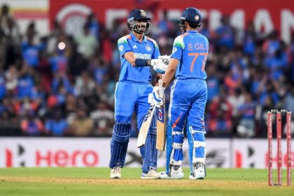 India's Shubman Gill (R) and Axar Patel shared an important partnership against England