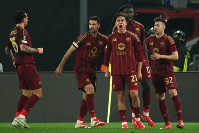 Paulo Dybala led Roma into the last 16 of the Europa League with two goals in the win over
