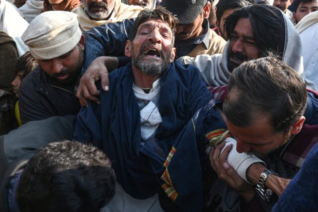 Ramazan Khan, the father of Arslan Khan who drowned off northwest Africa, breaks down duri