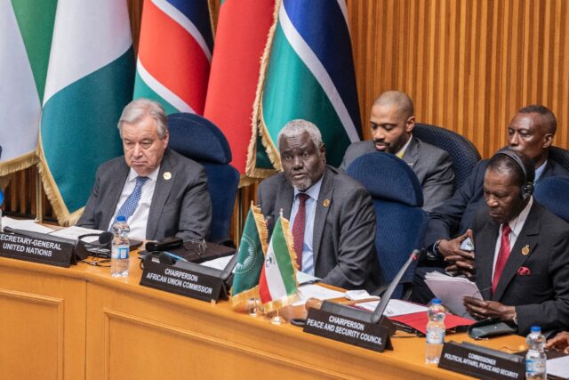 UN chief Antonio Guterres and AU commission chairman Moussa Faki Mahamat attended a meetin