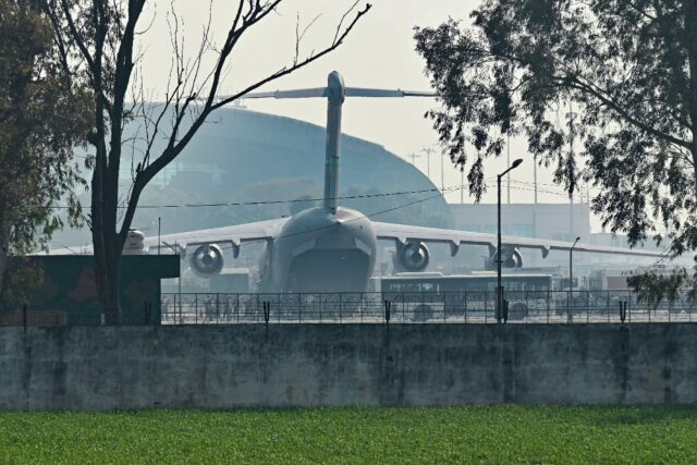 A US Air Force plane carrying Indian migrants expelled by the United States landed in Amri