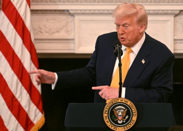 US President Donald Trump speaks at the Governors Working Session in the State Dining Room