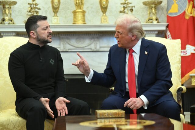 US President Donald Trump and Ukraine's President Volodymyr Zelensky meet in the Oval Offi